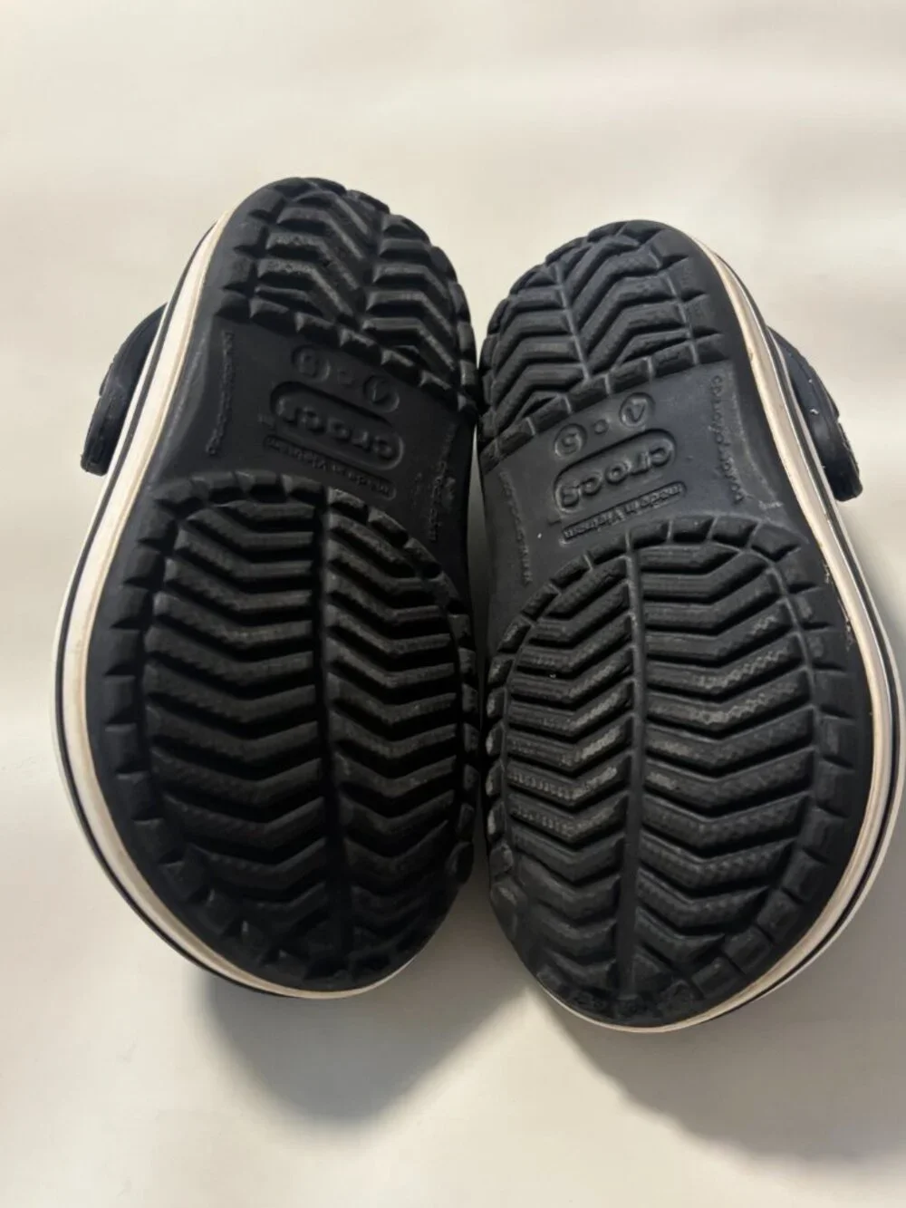 CROCS Baby Clogs Black and White - Size 4/5